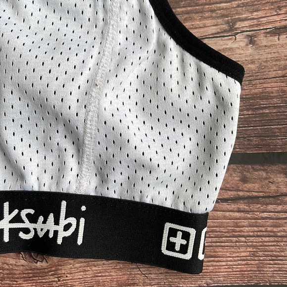 KSUBI | Black and white mesh detail crop top - Picture 2 of 6